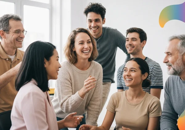 Adultos diversos conectándose, simbolizando el apoyo a la neurodiversidad