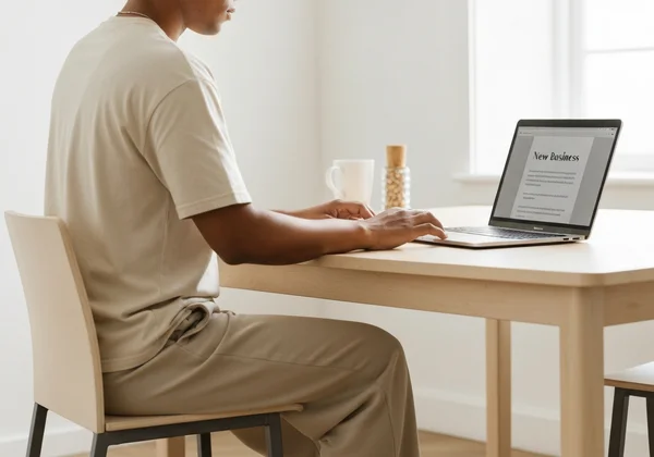 Person rehearsing for a job interview, practicing answers