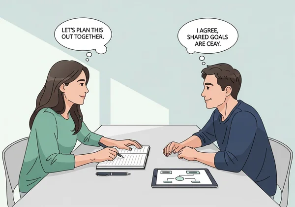 Couple practicing clear communication with notes