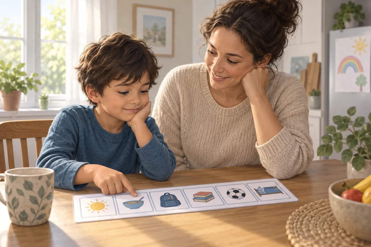 Child using a visual schedule
